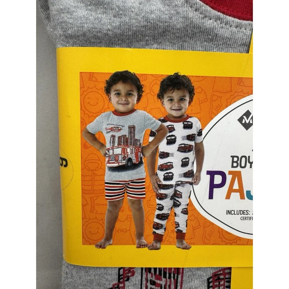 Member's Mark 4 Piece Set Of 2 Boys NWT Favorite Pajamas Fire Trucks Size 6 - Picture 3 of 3